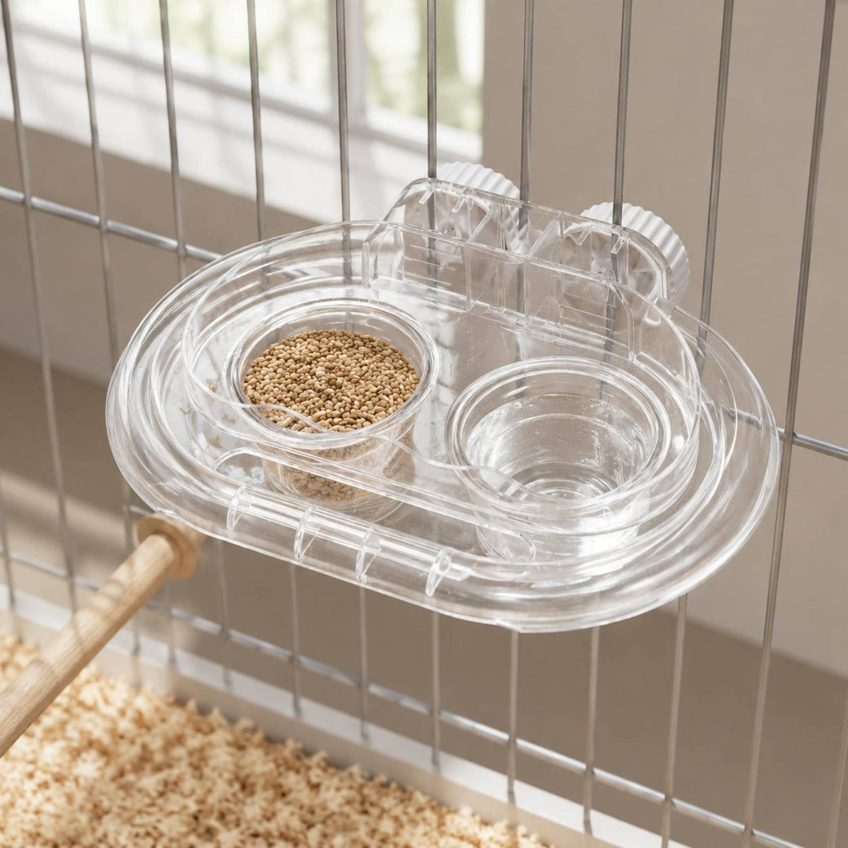 Two-Compartment Bird Bowl Pet Supply Universal for Aviary