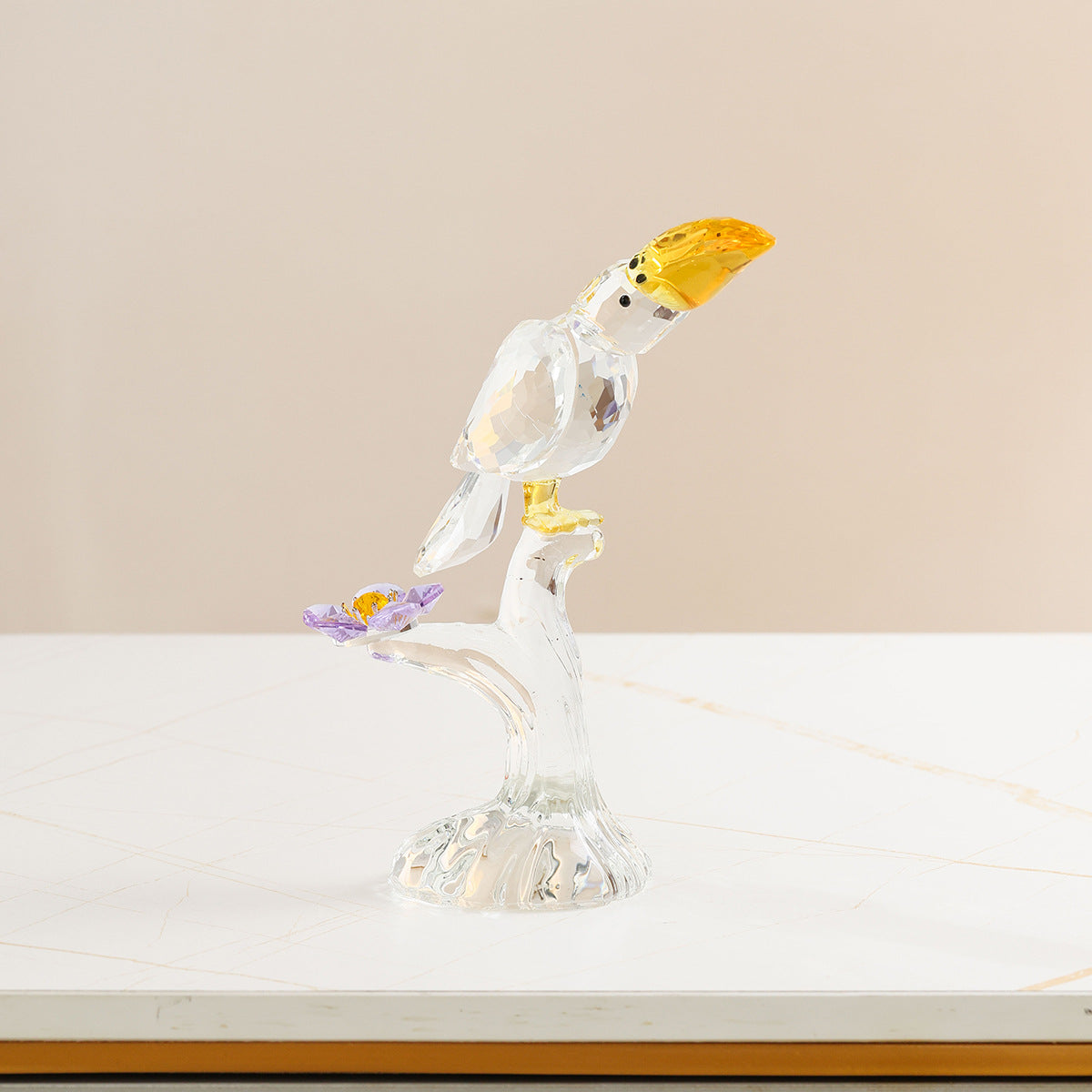 Crystal Glass Bird Figurine for Tabletop Decor