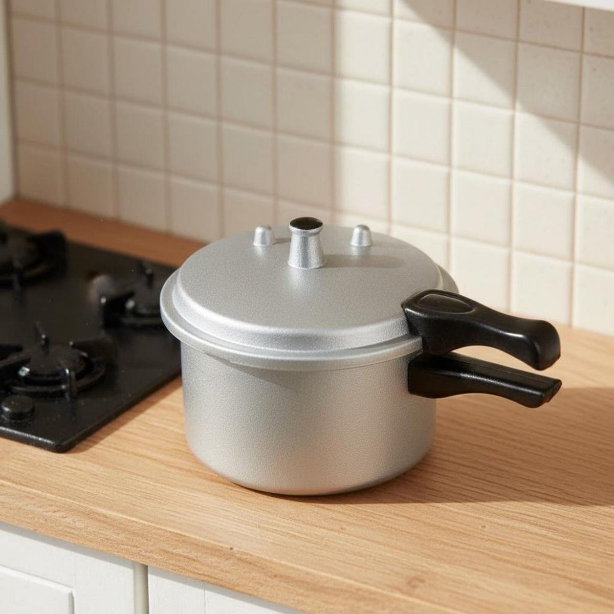 Metal Miniature Cooker Realistic Detail Dollhouse Pressure Pot for Kids