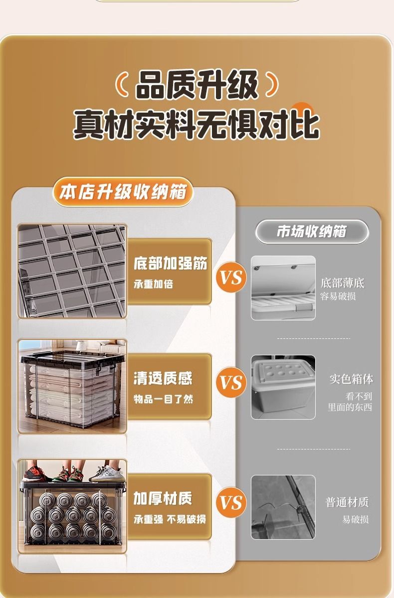 德国品质透明收纳箱家用塑料收纳盒衣服玩具整理箱大容量零食后备