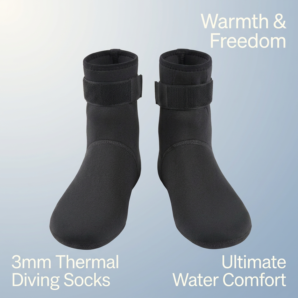 3mm synthetic rubber Wetsuit Socks for Adults, Thermal Diving for Snorkeling, Long Length Waterproof Swimming, Anti Slip Water Sports