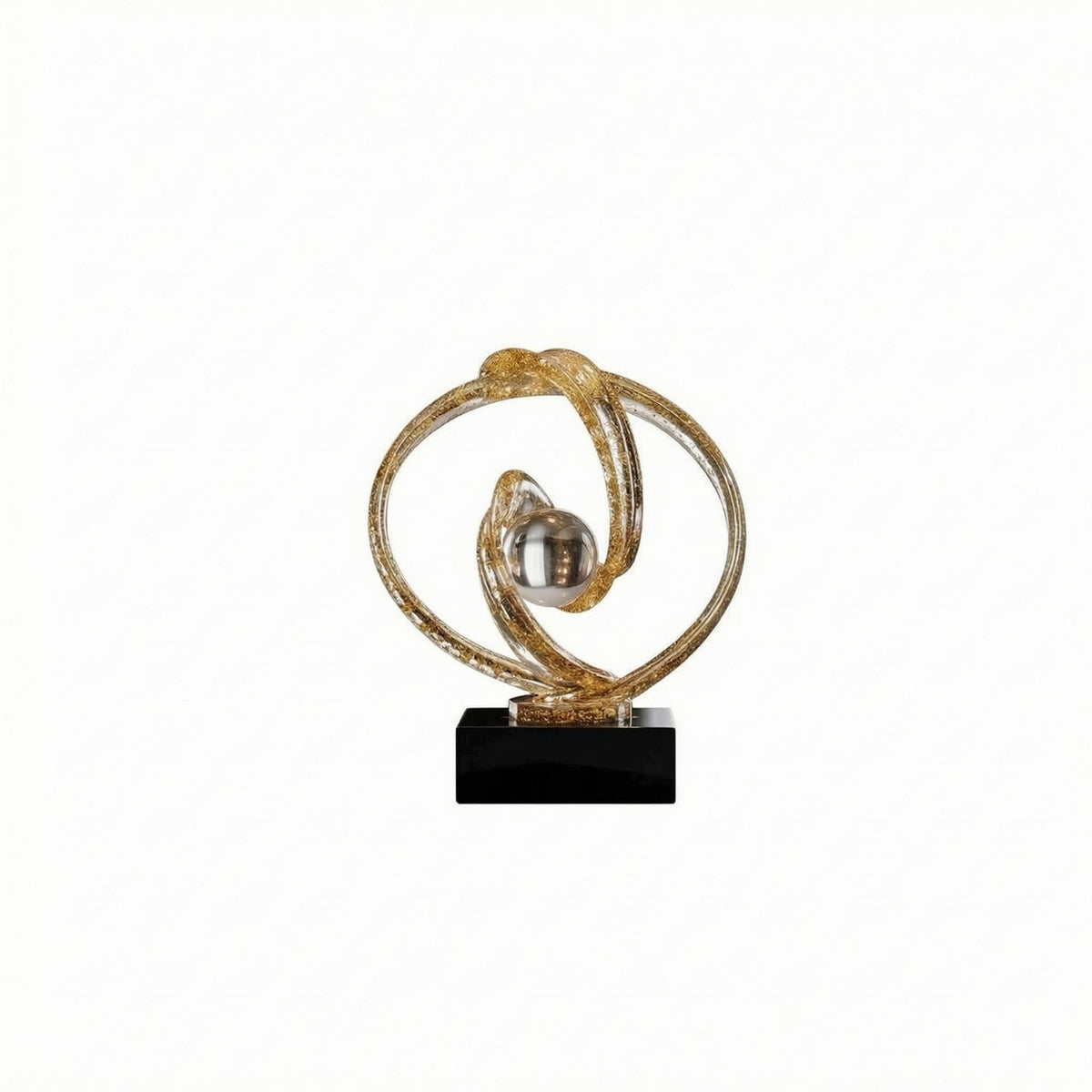 Decorative Tabletop Ornament Glossy Finish Glitter Circle Sculpture Elegant