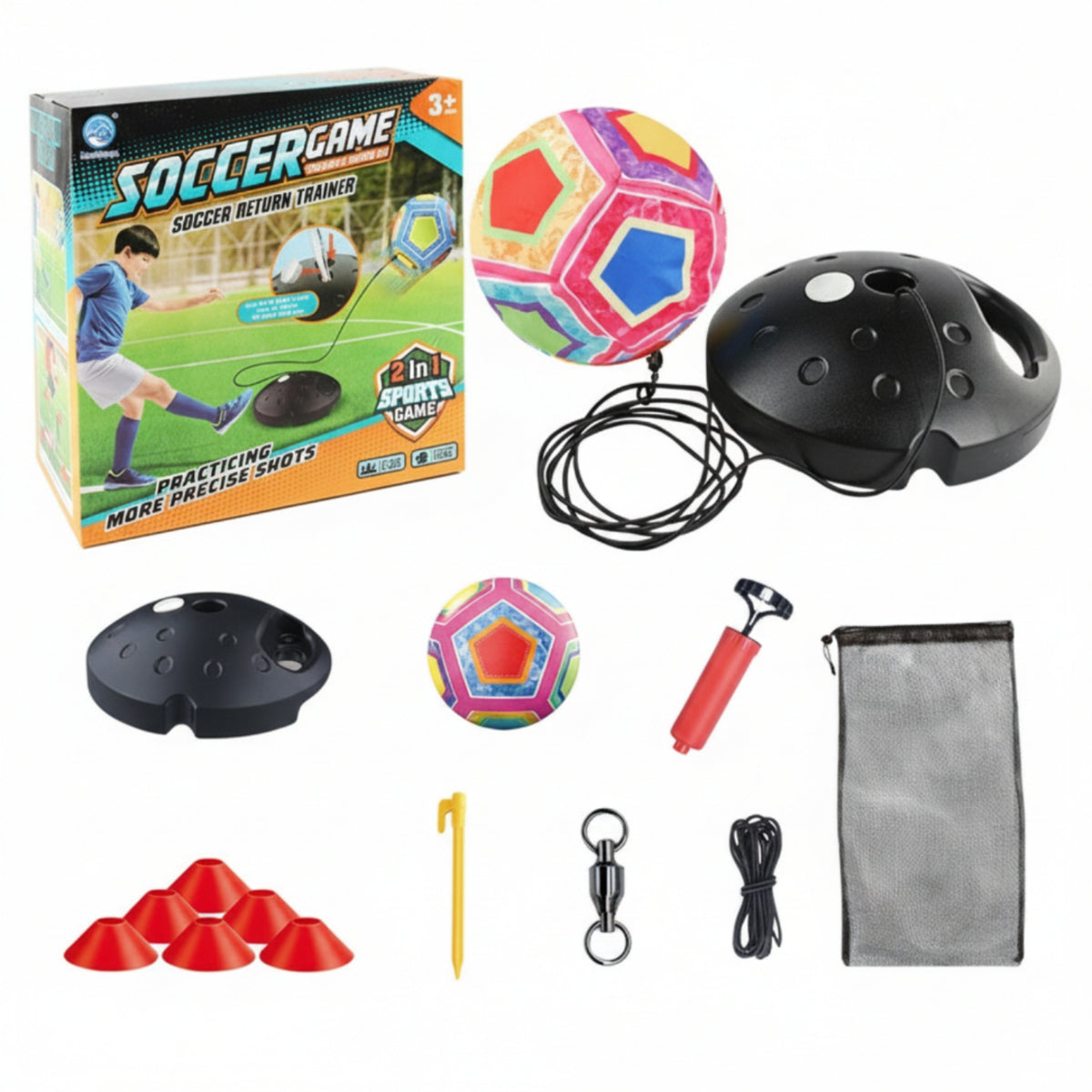 Tethered Soccer Practice Aid with Weighted Base Portable Soccer Return Practice Aid Elastic Stable for Backyard