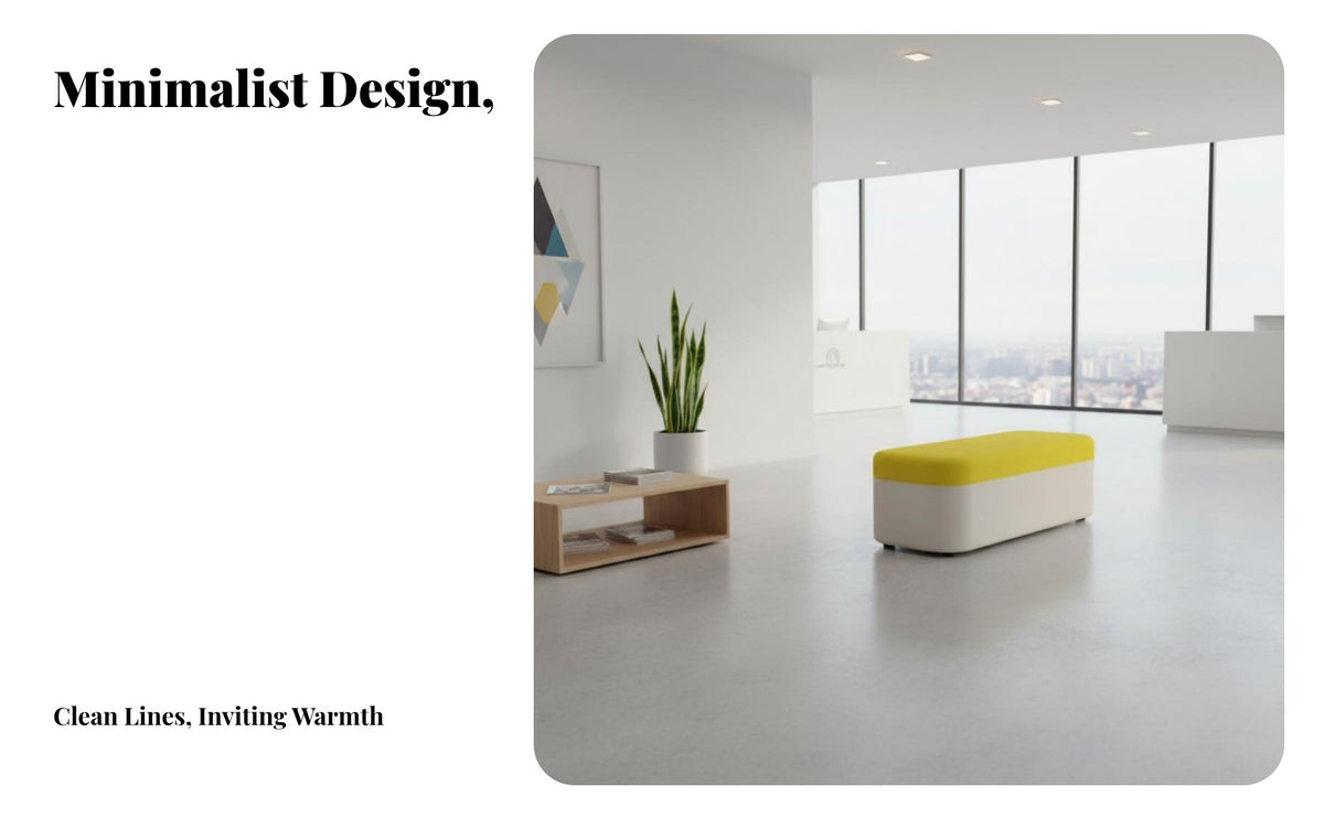 Combinable Sections Two-Tone Rectangular Ottoman Modular Design Commercial Furniture Comfortable Cushioning Public Seating High-Density Foam Cushion for Interior Designers, School Administrators, Lobby, Hospitality Environments