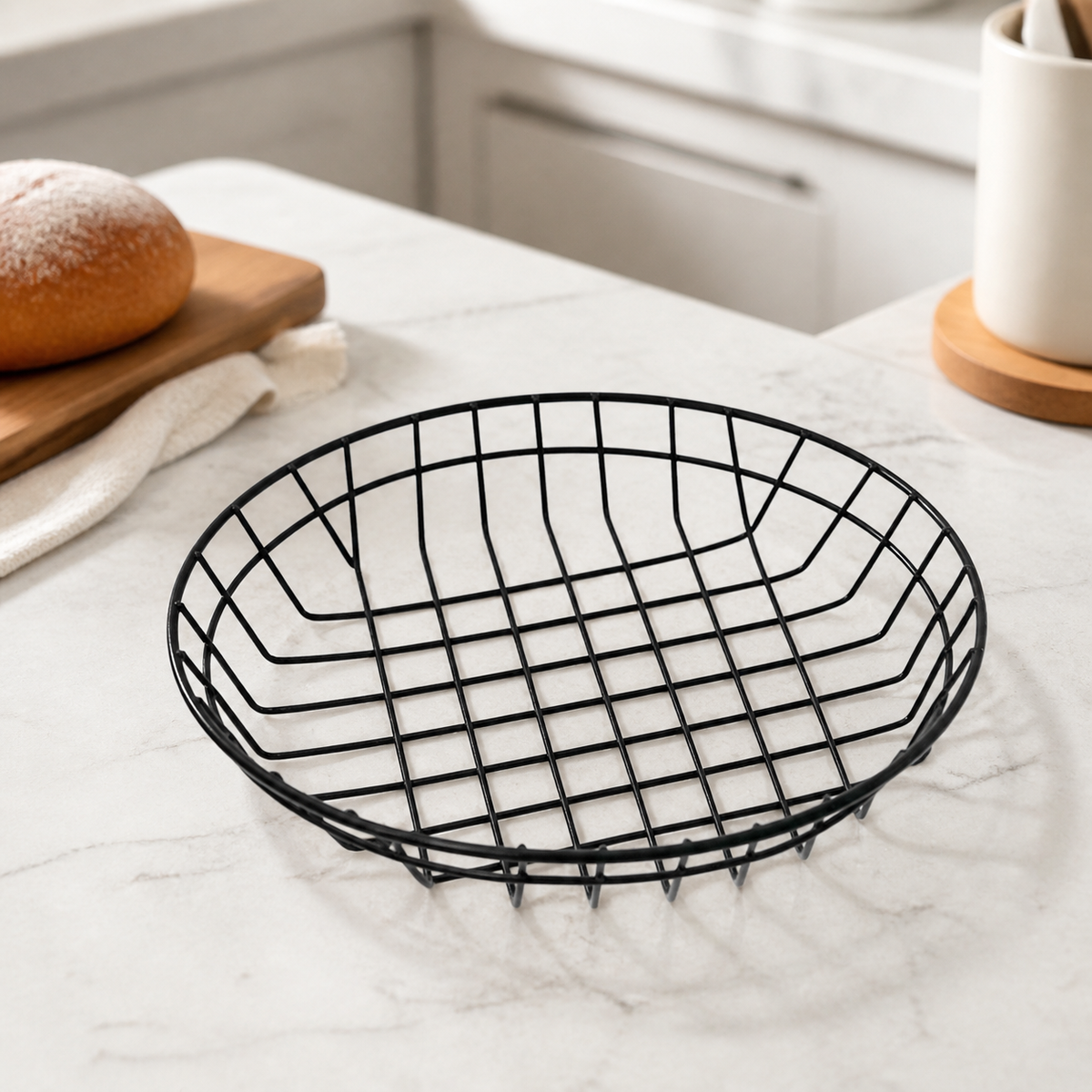 Matte Black Carbon Steel Deep Fryer Basket, Electrophoretic Coating Frying Basket for Chips, Snacks & Home Cooking