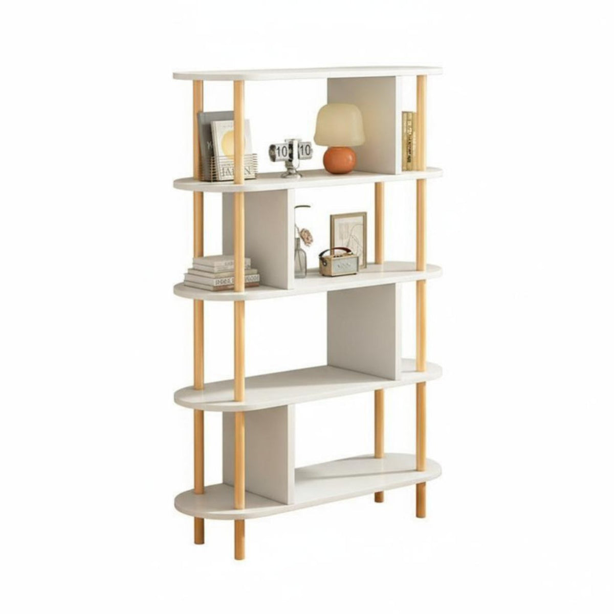 A-Frame bookshelf sturdy Wood Legs Storage Shelf Easy Assembly for Homeowners
