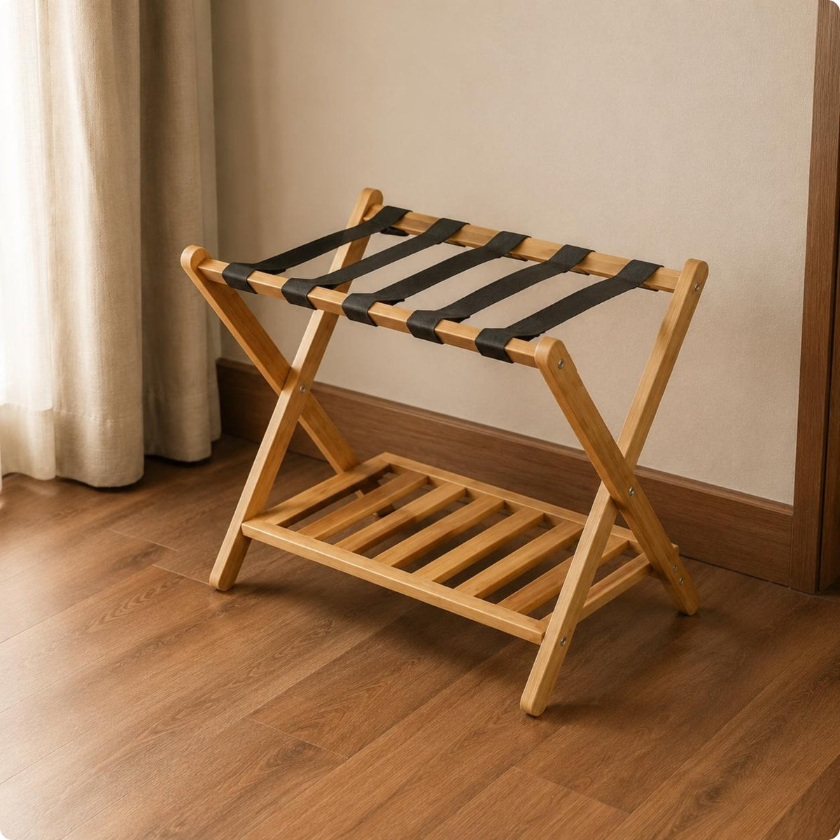 Luggage Rack with Shelf Multi-Purpose Home Storage X-Shaped Frame for Travelers