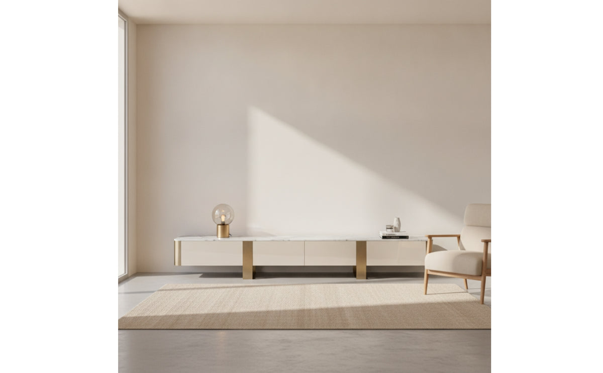 TV Cabinet with Stainless Steel Legs Modern Rocktelevision Cabinet Cabinet Minimalist Low-Profile Media Console for Living Room, Apartment