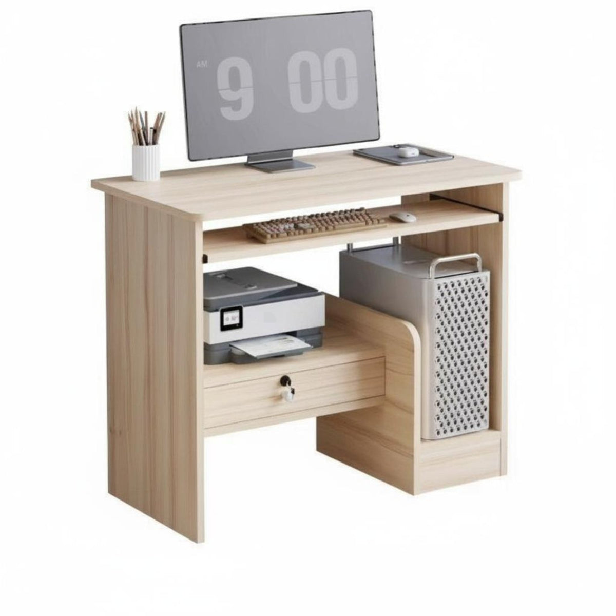 space-efficient Desk with Keyboard Tray Sturdy Construction Computer Table for Students