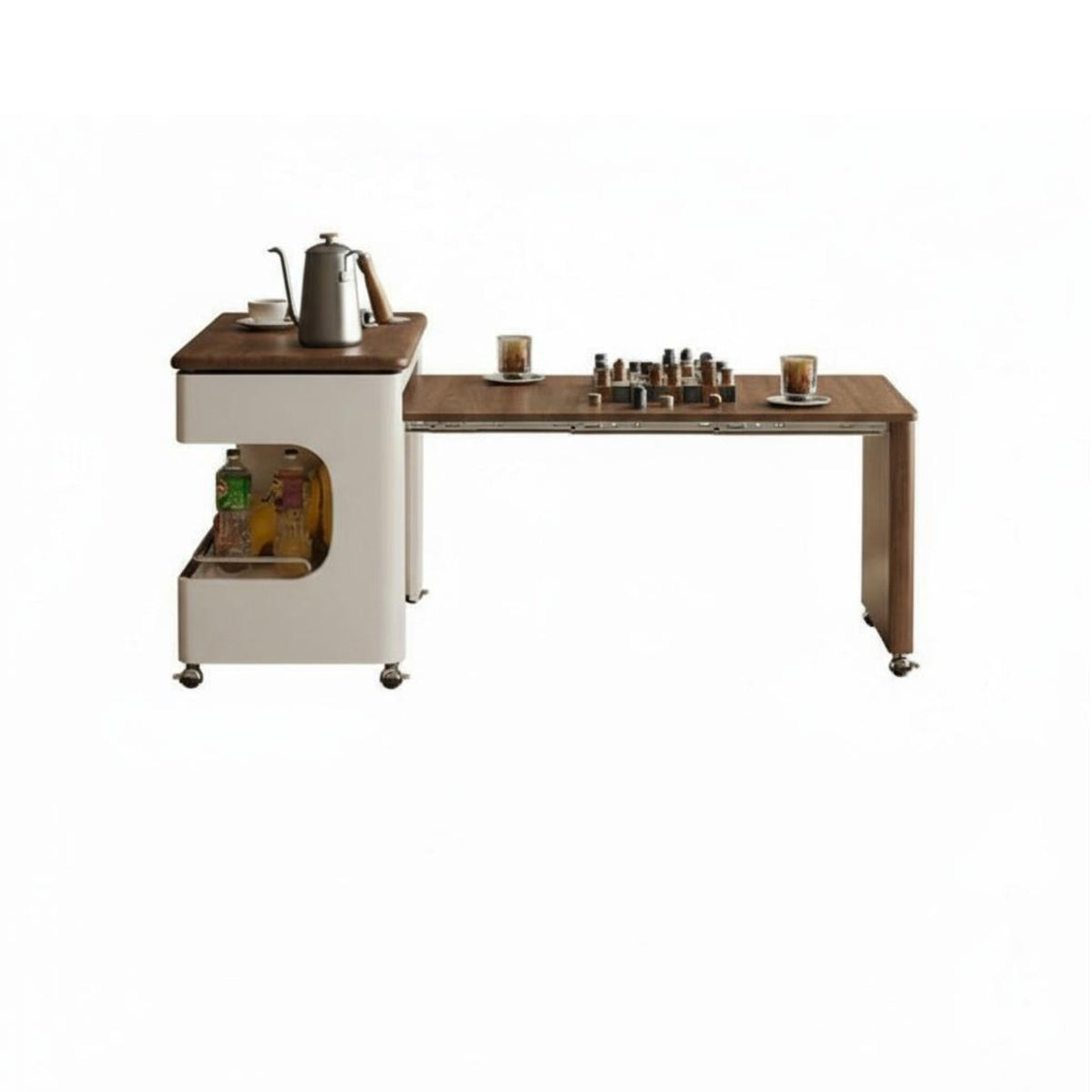 transformable C-Shaped Table Foldable Design Household Furniture Extendable Surface Lower Storage Shelf for Homeowners, Seniors