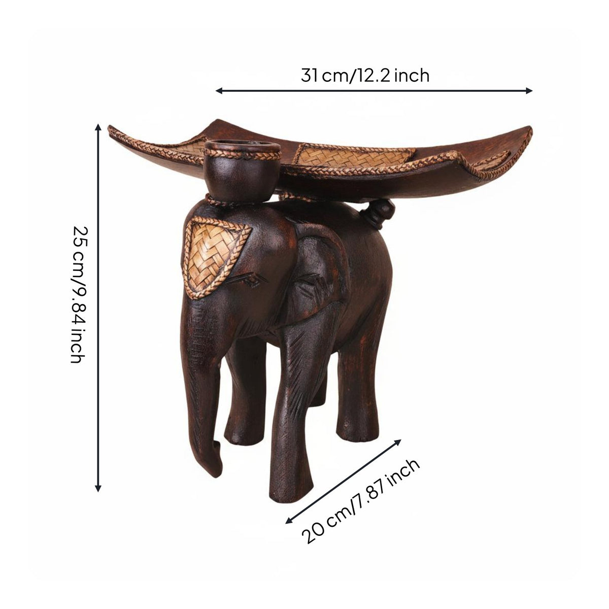 Carved Elephant Bowl Handmade Elephant Wooden Bowl Fair Trade for Living Room