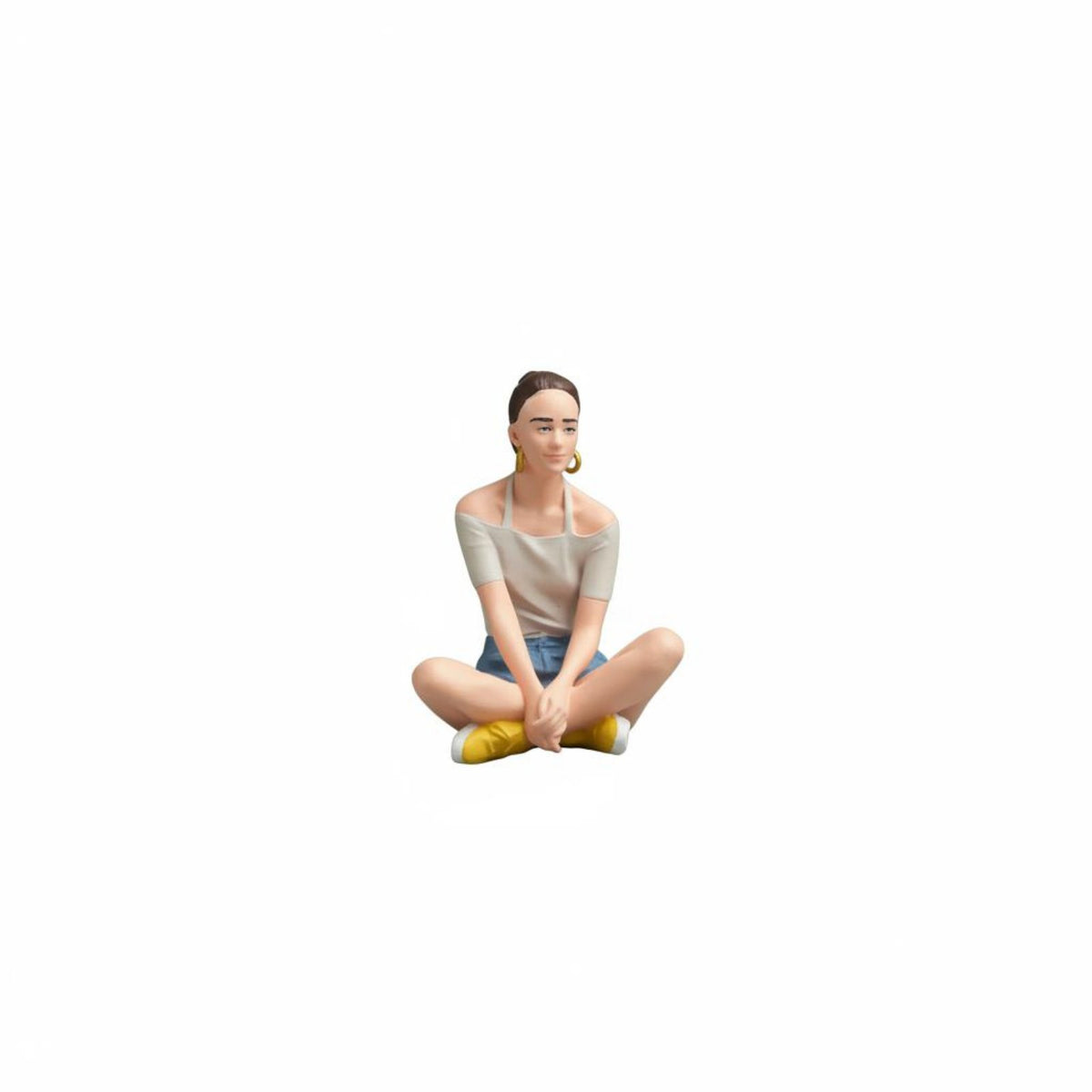 Cross-Legged Female Miniature Highly Detailed Sitting Woman Figurine Handhandcrafted Female Figure for Collectors, Hobbyists, Sand Tables