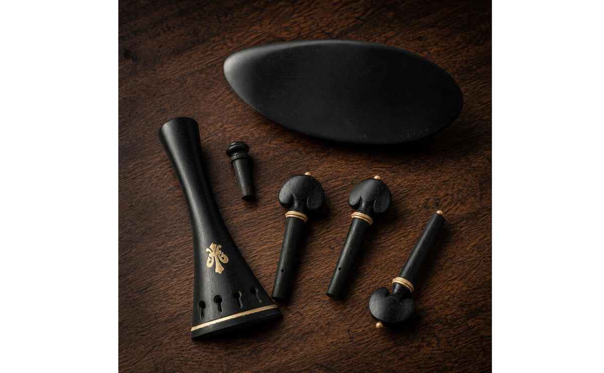 Ebony Violin Accessory Kit Carved Violin Pegs and Chinrest Kit Elegant Classic for Violinists