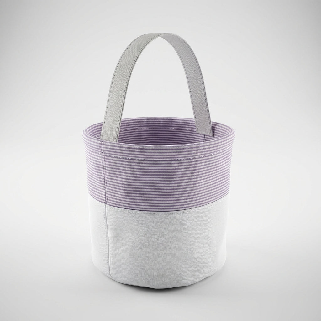 Personalized Easter Basket Versatile Striped Seersucker Bucket Hard-Wearing Embroidered Name Basket for Young Children, Infants, Gift Giving, Nursery