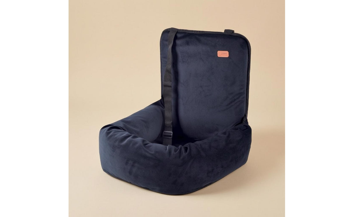 Fully Washable Ebony Canine Car Seat Bed Anti-Slip Padded Dog Car Seat Bed PP Cotton Filled Tall Backrest for Dogs
