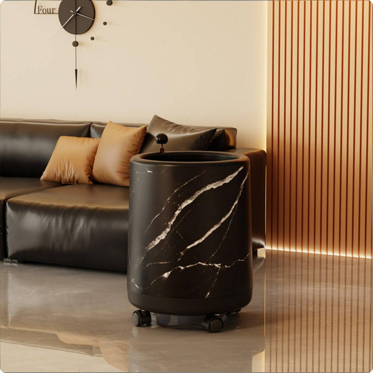 Rolling Trash Can Large Capacity Open Top Waste Container Decorative Look