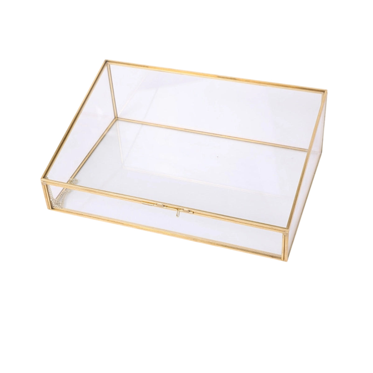 Transparent Jewelry Box with Glass Panels Clear Geometric Display Box Modern Jewelry Display Case Elegant for Dresser