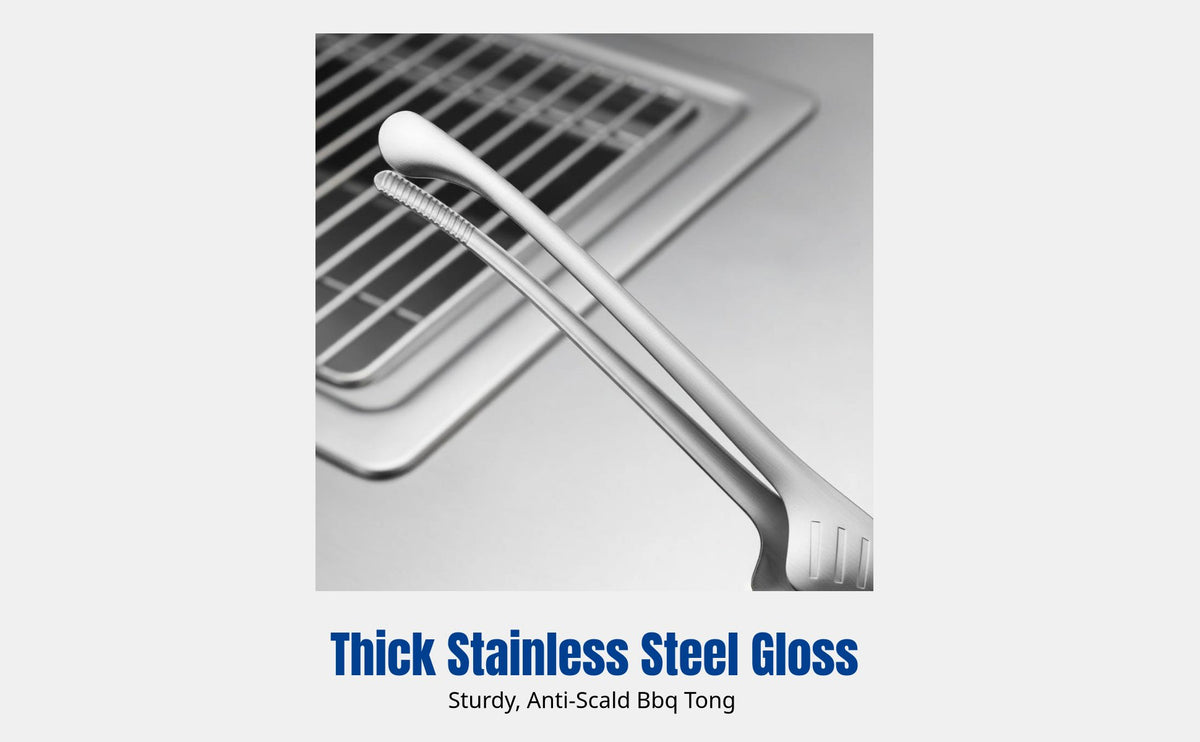 Stainless Steel Food Tongs, 430 Korean BBQ Tongs, Round & Pointed Head, Modern minimalist design, Anti-Scald, Kitchen, Buffet