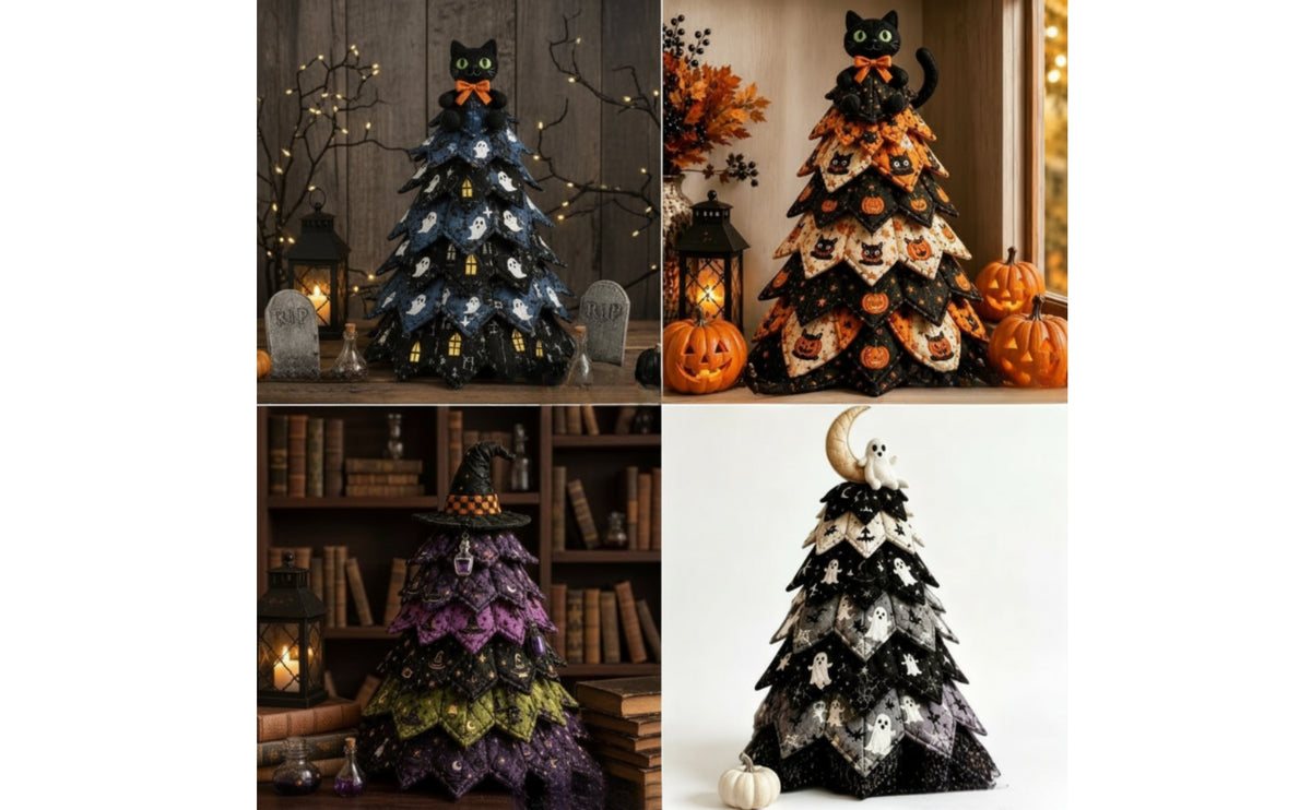 Handmade Quilted Christmas Tree Kit | Holiday, textile Christmas Tree Kit, for Tabletop Display