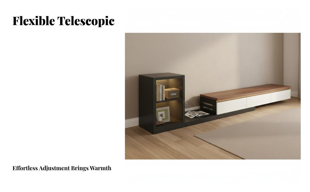 Scratch Resistant Extendable TV Stand and Coffee Table Set Tempered Glass Top LED Lighted TV Cabinet and Table Combo Media Console with LED Light