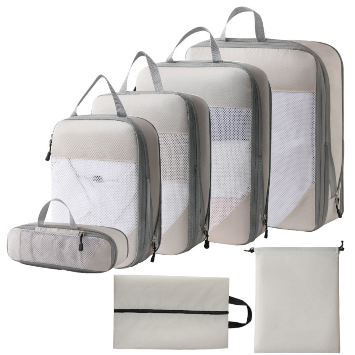 7 Pieces Travel Packing Cubes Mesh Luggage Organizer Set Portable for Travelers