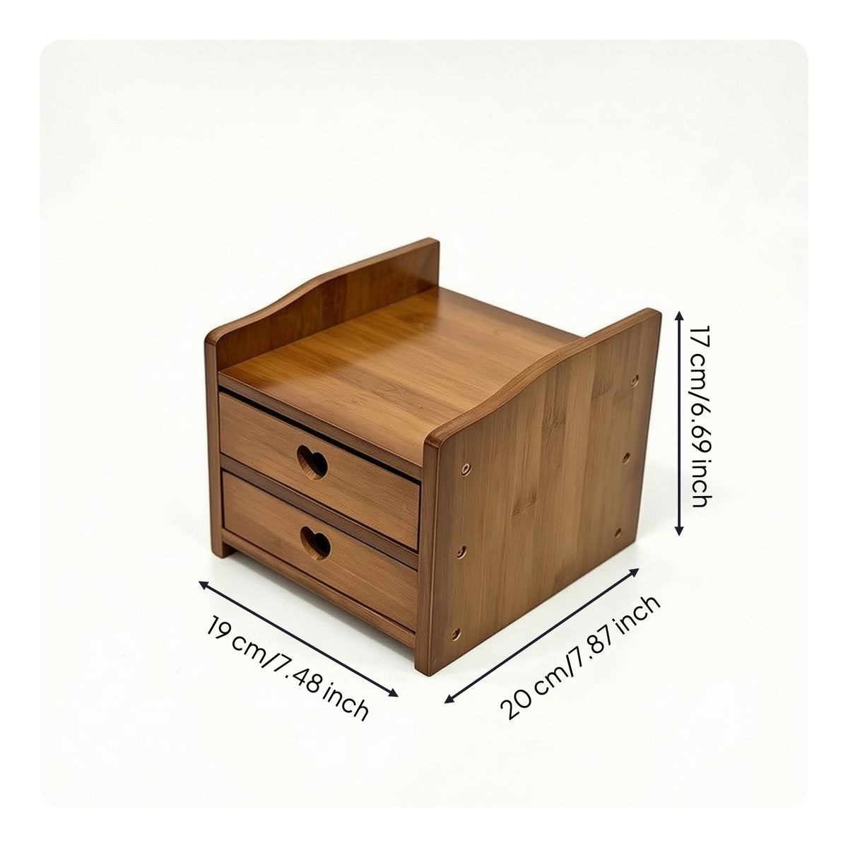 Eco-Friendly Bamboo Storage Box with Drawers Compact Bamboo Desktop Organizer Space-Saving Desk Organizer with Drawers Layered for Professionals, Students, Home Office
