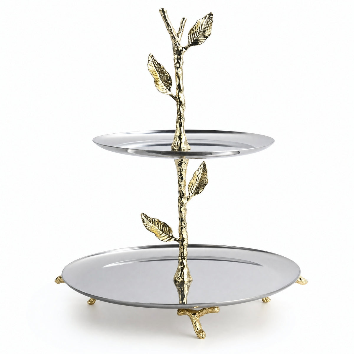 Fruit Tray with Leaf Accents Decorative Two-Tier Space-Saving Two-Tier Tray for Tabletop