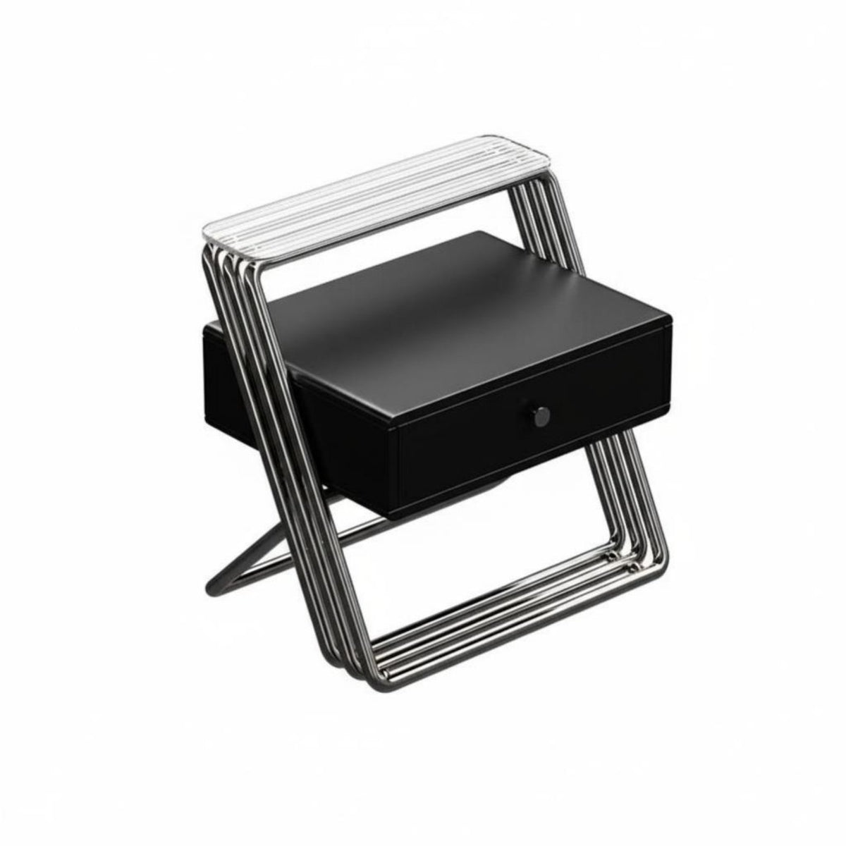2-Tier Glass and Metal End Table adaptable Use Nightstand Easy Assembly