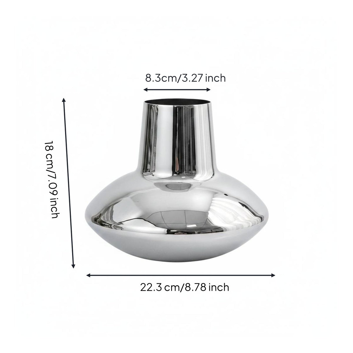 Stainless Steel Vase Minimalist Design Modern Vase High Shine Finish Decor Item for Living Room