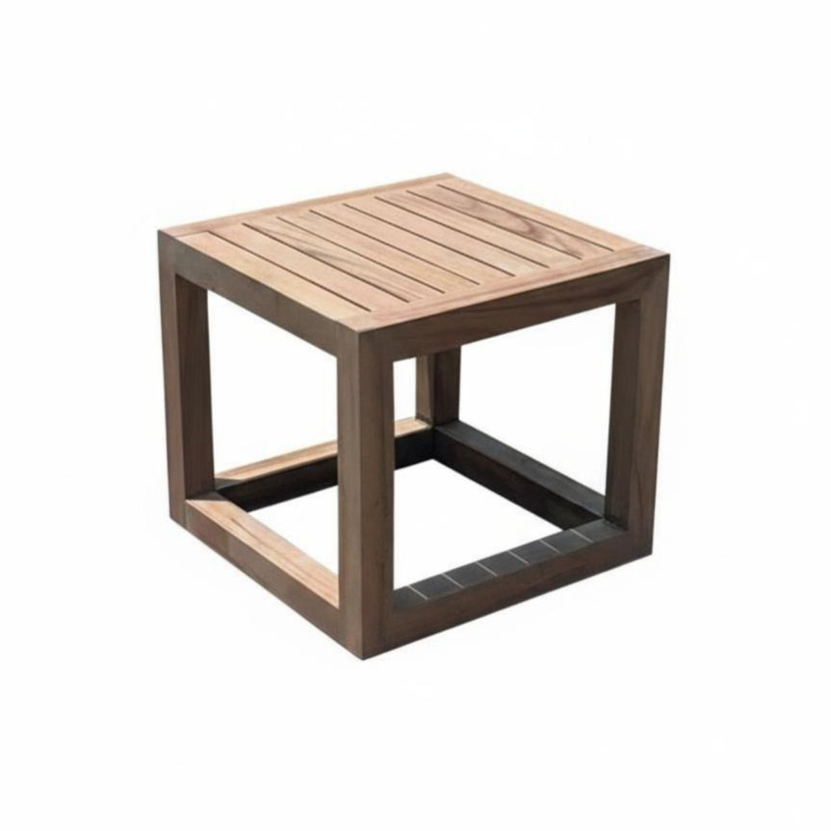 dual-level Square Stand Wabi-Sabi Aesthetic Side Table Indoor and Outdoor century's heartperiod Modern design for Patio