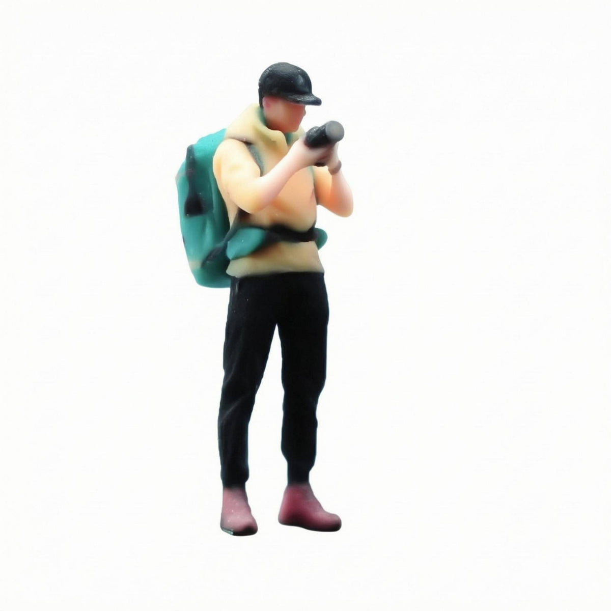Photographer Figurine Backpack Miniature Photographer Cap