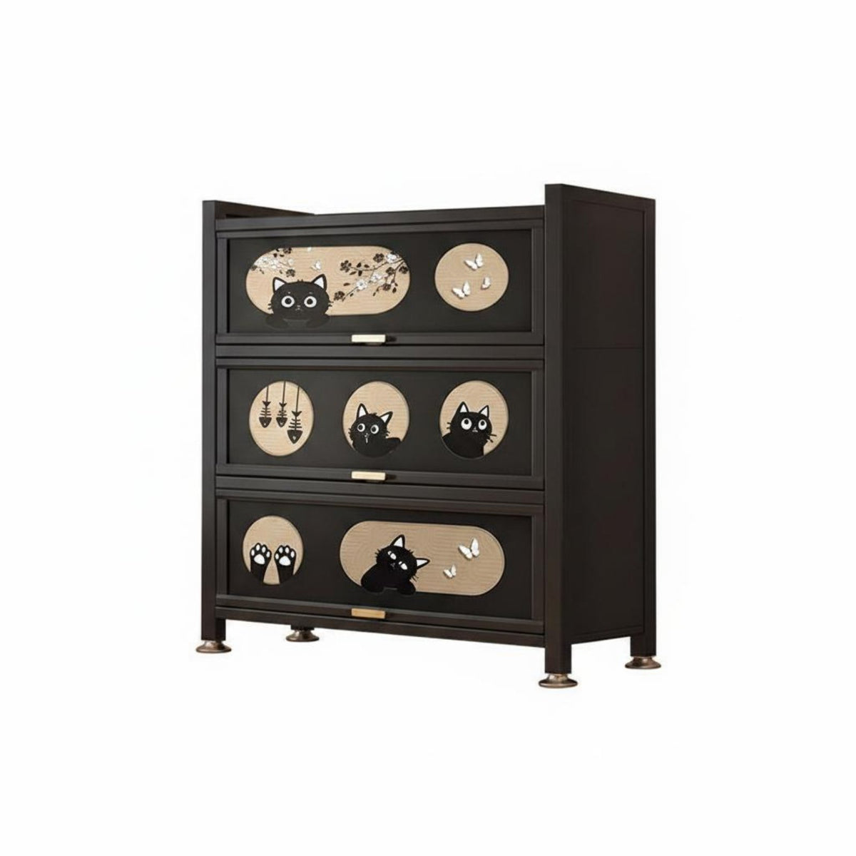 Multi-Tier Metal Cabinet Dust-Resistant Decorative Storage Cabinet Large Capacity Freestanding Organizer with Doors for Study