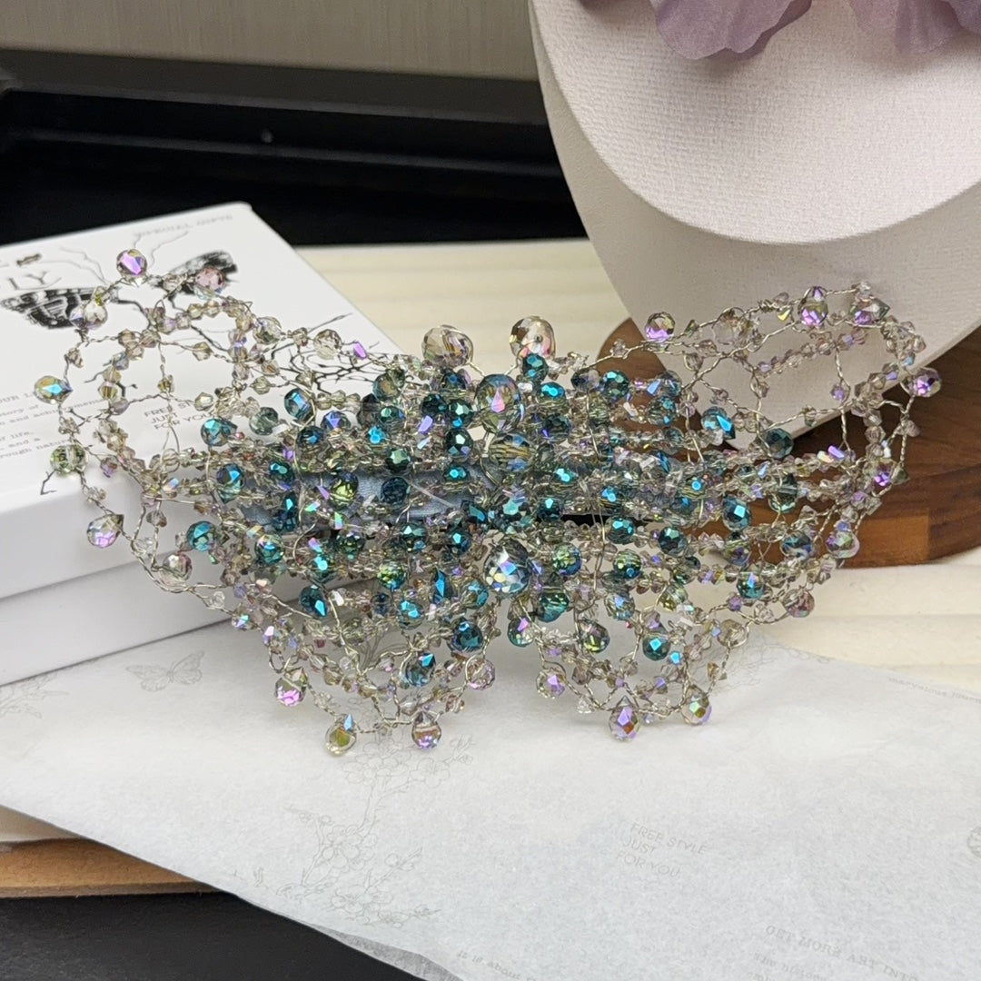 Crystal Hair Clip with Handwoven Texture, Luxury Top Clip for Women