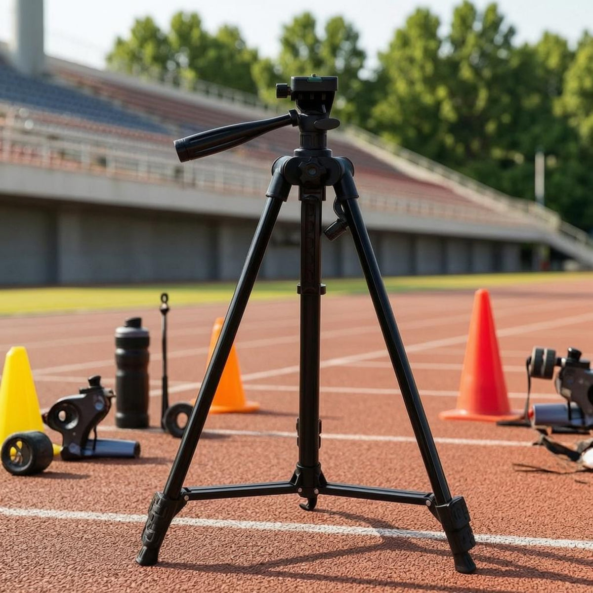 Tripod with Locking Lever Adjustable Angle Three-Leg Instrument Stand Black Equipment Support