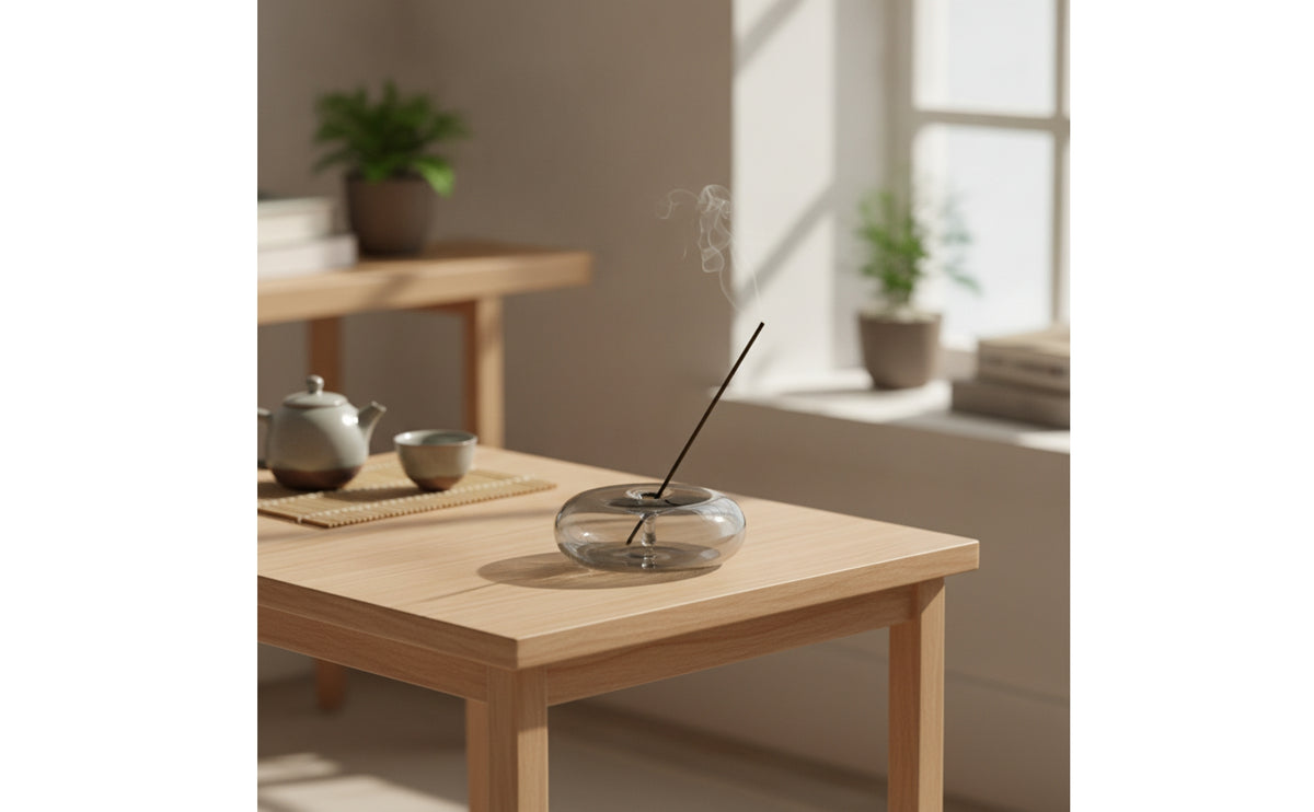 Glass Scented Holder Minimalist Scented Transparent Plate for Meditation, Desk, Tea Ceremony Tray