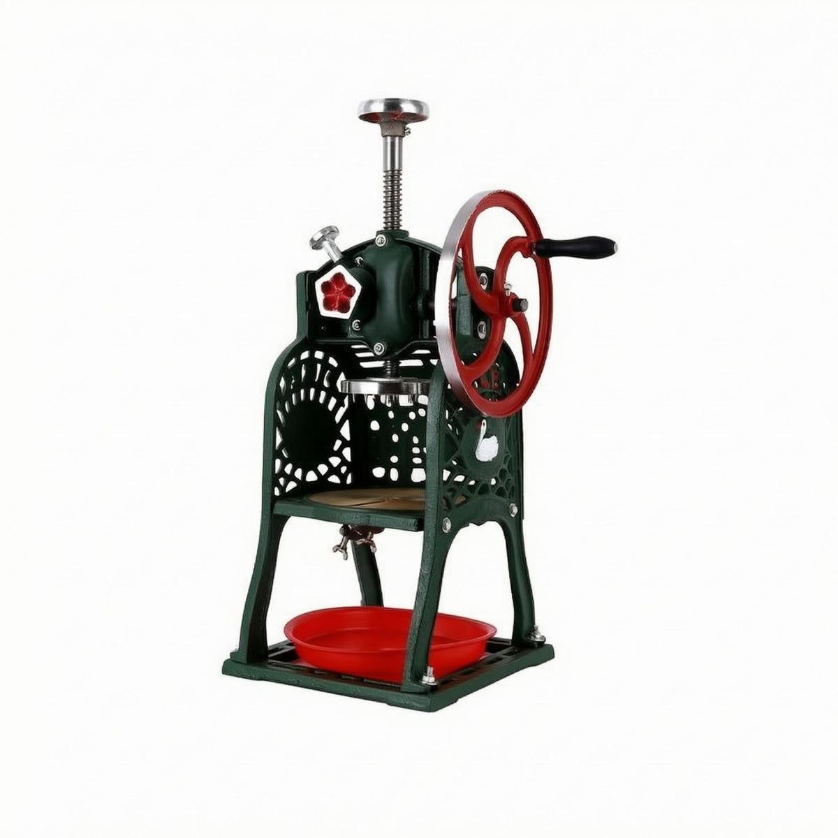 Hand-Cranked Ice Maker Red and Green Pedestal-Standing Ice Maker Adjustable Kitchen Gadget