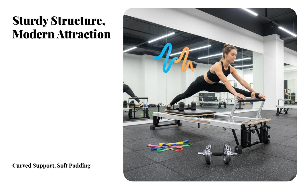 Full-Body Workout Pilates Reformer Adjustable Resistance Core Training Bed Strong Load-Bearing Pilates Reformer Bed Space-Saving Design for Adults, Women, Mind-Body Practice Studio