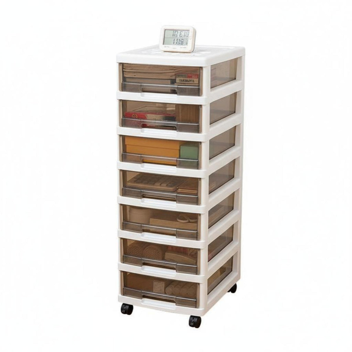 Multi-Level Rolling Cart Effortless-Gliding Drawers Vertical Rolling Storage
