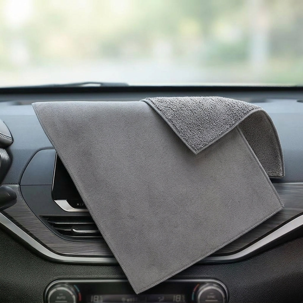 Nanoscale Microfiber Cleaning Cloth and Microfibre Cloth, Gray Car Drying Towel for Glass and Mirrors, Lint and Scratch-Resistant Reusable