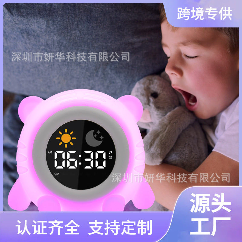 Sleep Training Alarm Clock Lamp with White Noise, USB Rechargeable, ABS and Silicone