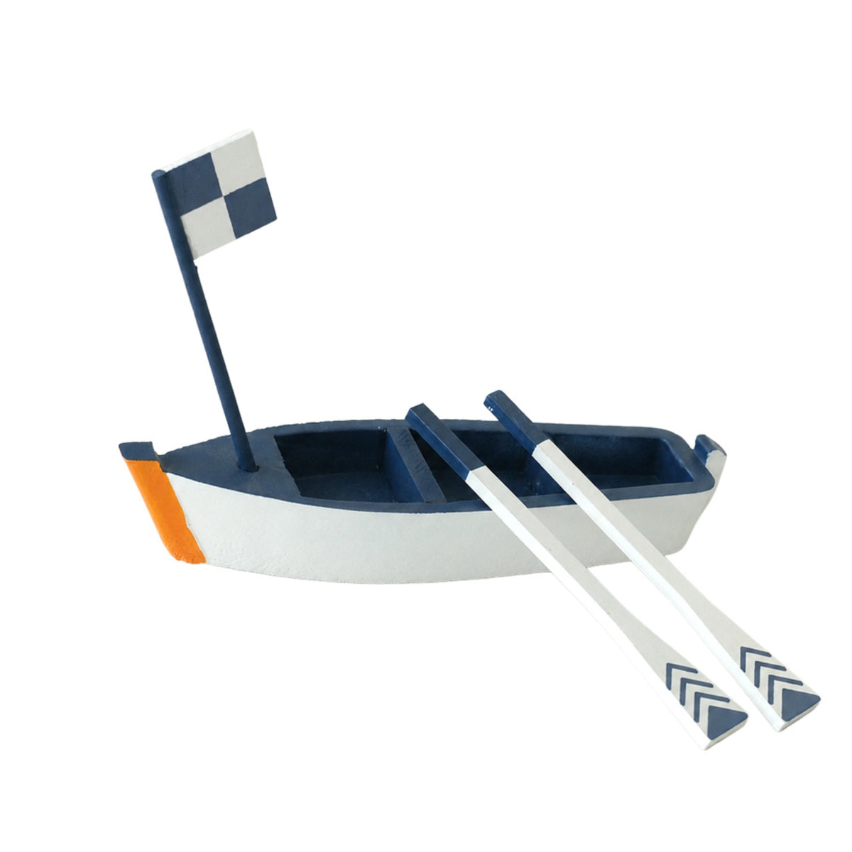 Wooden Boat Ornament Painted Finish Decorative Home Decor