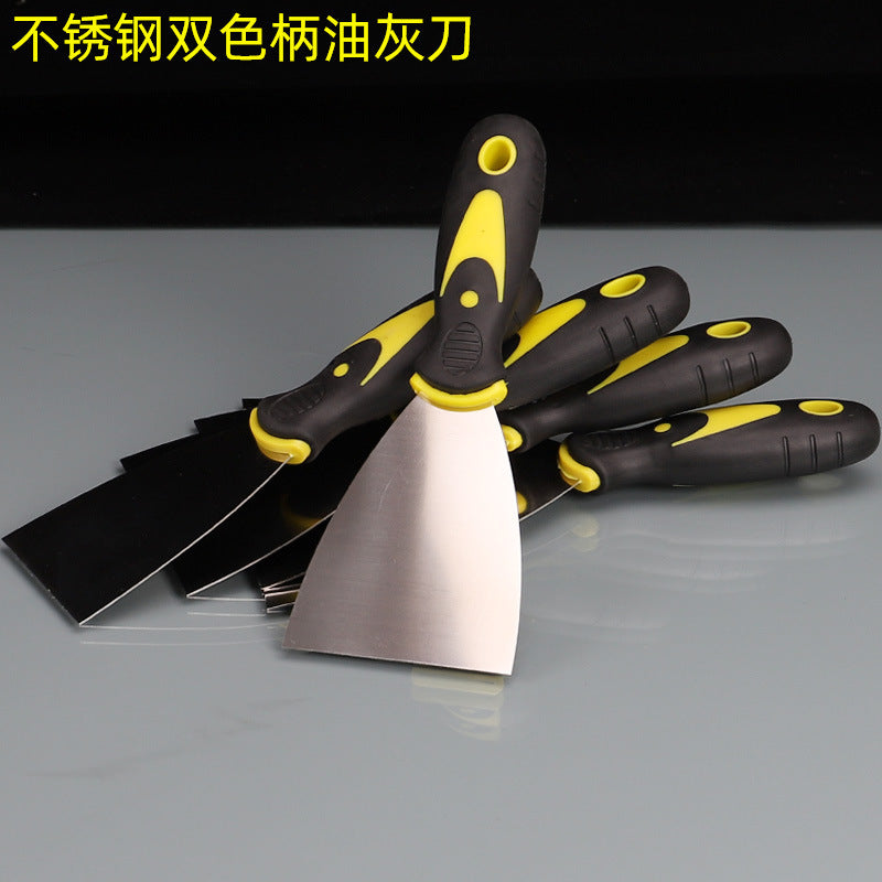 Stainless Steel Putty Knife Scraper with Dual-Tone Handle for Cleaning and Spreading