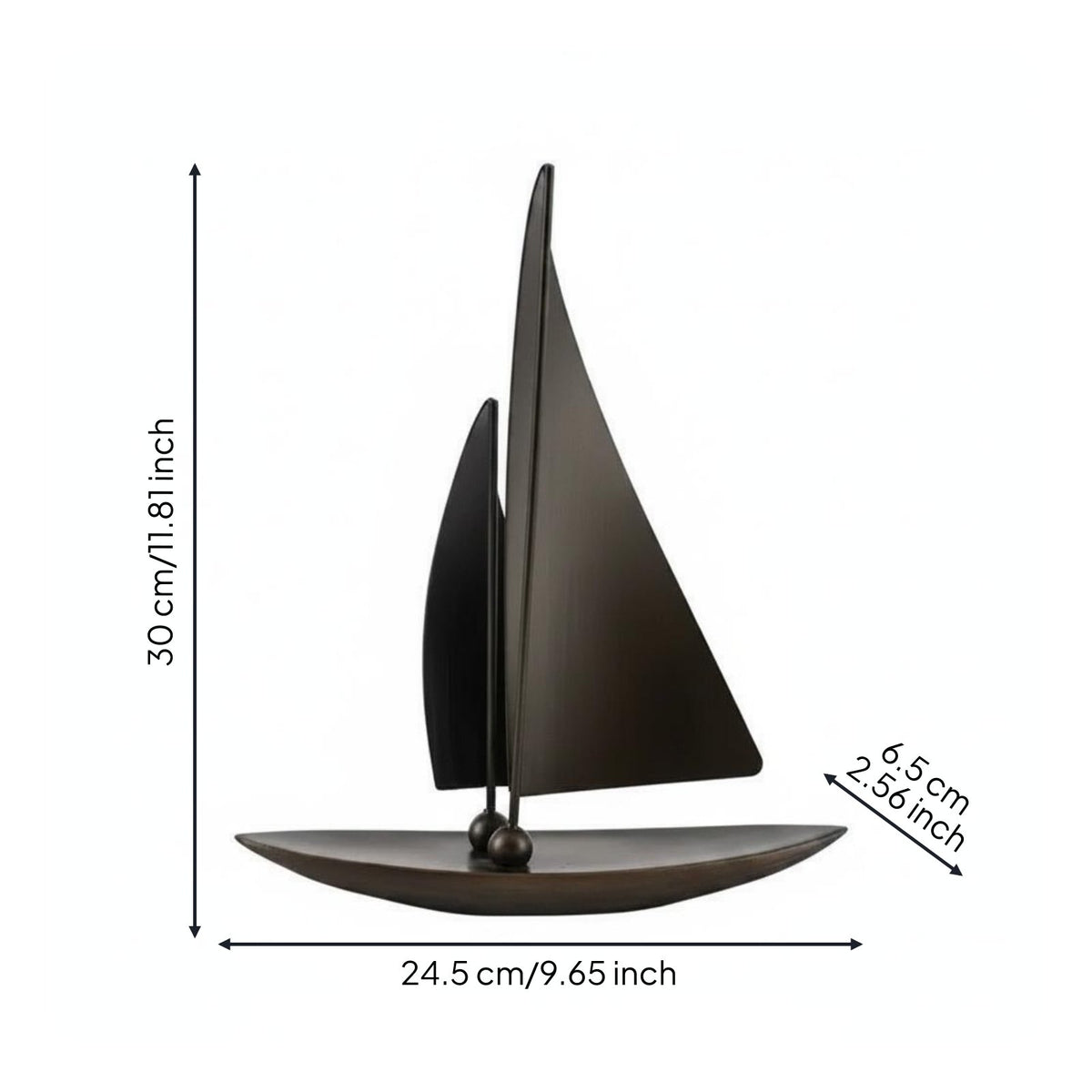 Desktop Sailboat Statue Artistic Metal Sailboat Sculpture Modern for Office Desk