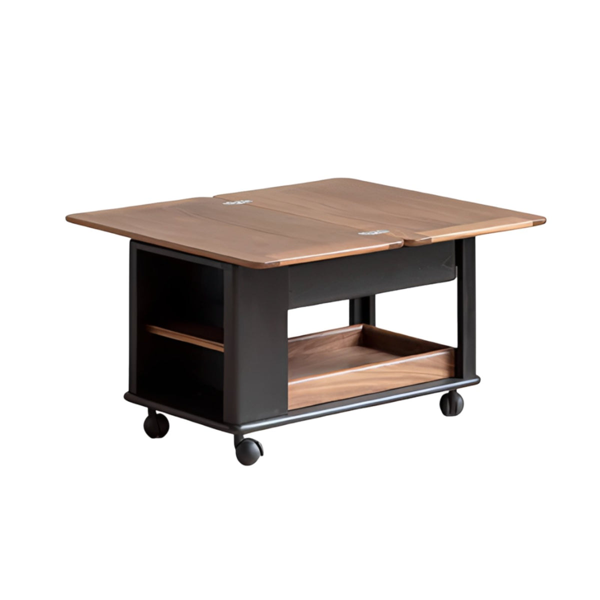2-Tier Rolling Tea Trolley Space-Saving 2-Tier Rolling Cart Rotating Top adaptable Use for Apartment Dwellers, Students, Kitchen