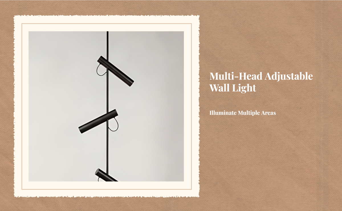Adjustable Multi-Head Wall Sconce, Long Rod LED Accent Light