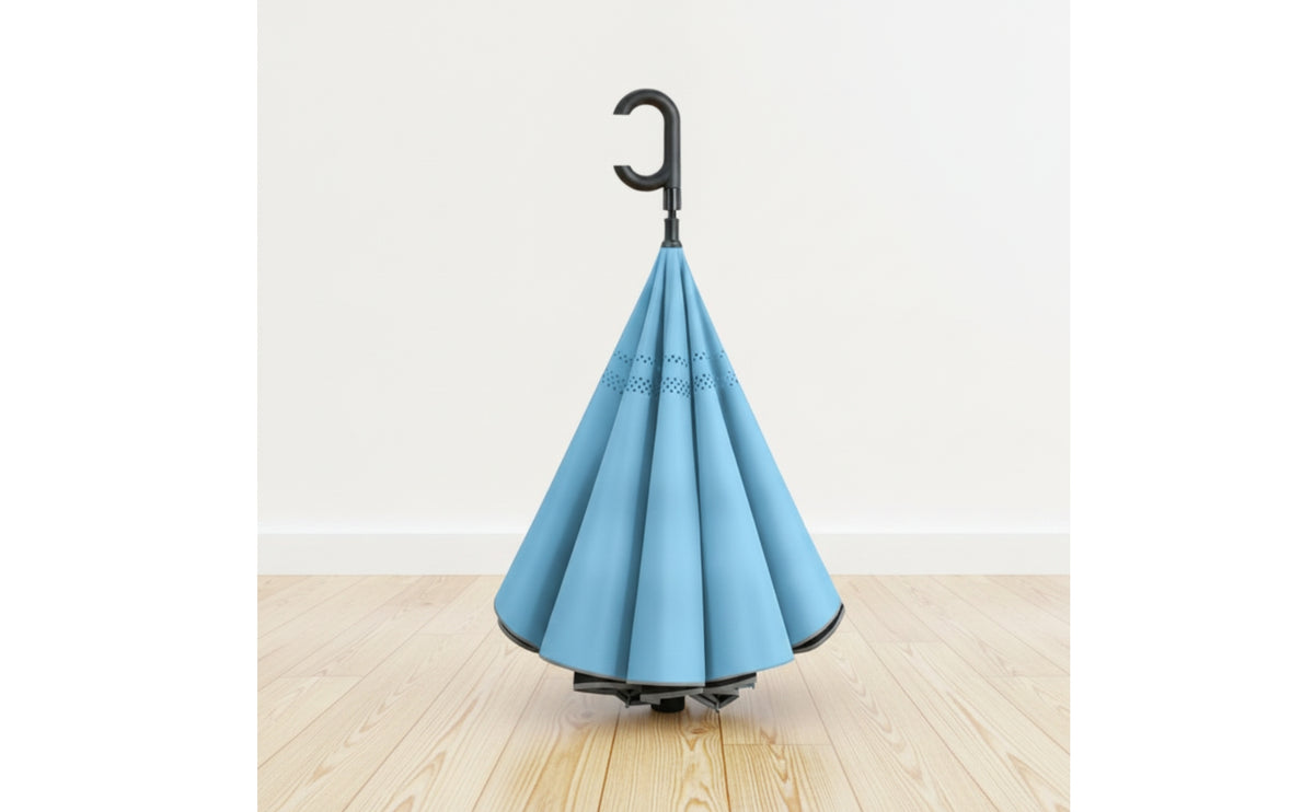 Wind Resistant Umbrella with C-Shaped Handle Windproof 16-Rib Umbrella Large Heavy Duty for Commuters