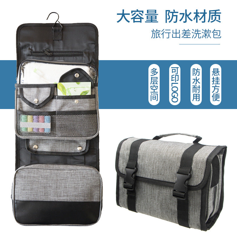 Portable Travel Toiletry Bag with Hook, Foldable Large Capacity Cosmetic Organizer