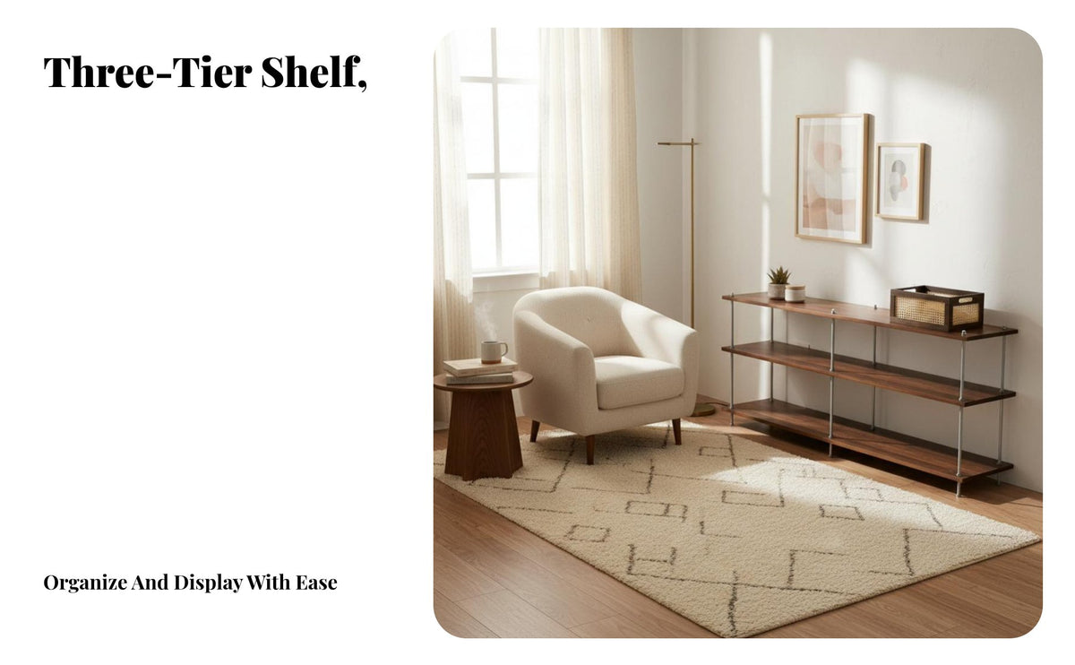 Floor-Standing complimentarystanding Multi-Level Shelf DIY Assembly interconnecting Shelving Unit Vintage aesthetic storage unit adaptable for Home Decorators, Apartment Dwellers, Living Room, Bedroom, Balcony, Hallway