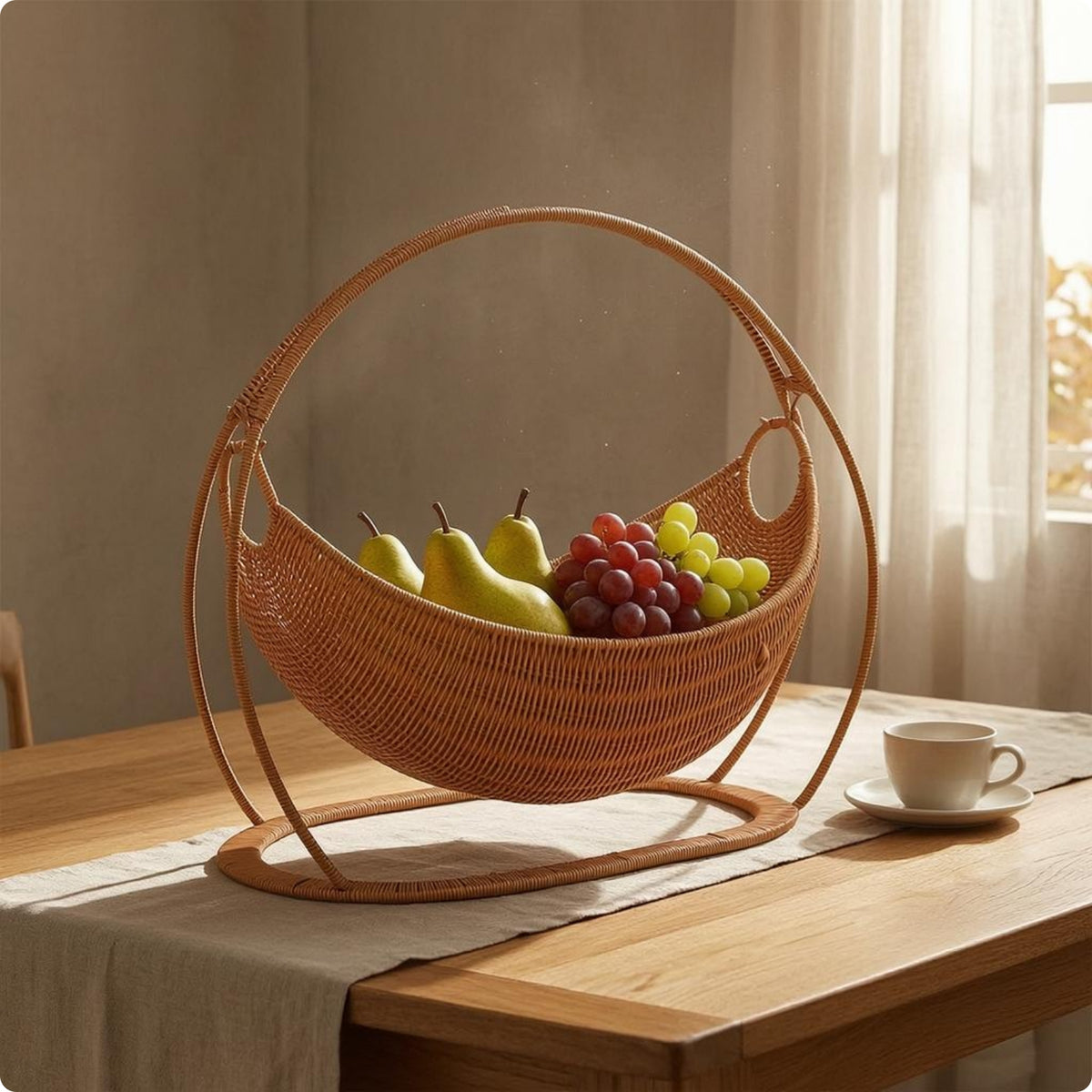 Cradle Basket Versatile Suspended Fruit Snack Basket Rustic Style