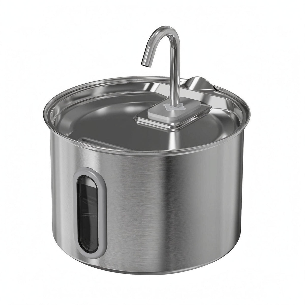 Stainless Steel Pet Fountain Curved Spout Round Pet Fountain 2.8 L Capacity